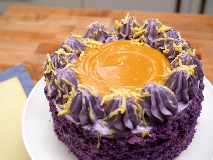 Ube Taisan (Ube Cake with Shredded Cheese and Sugar) | Woman Scribbles